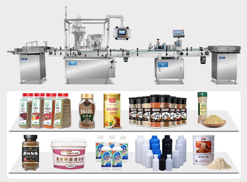 Powder filling and labeling production line