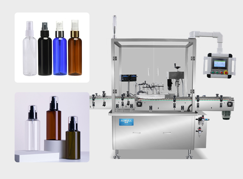 Spray bottle filling and capping machine